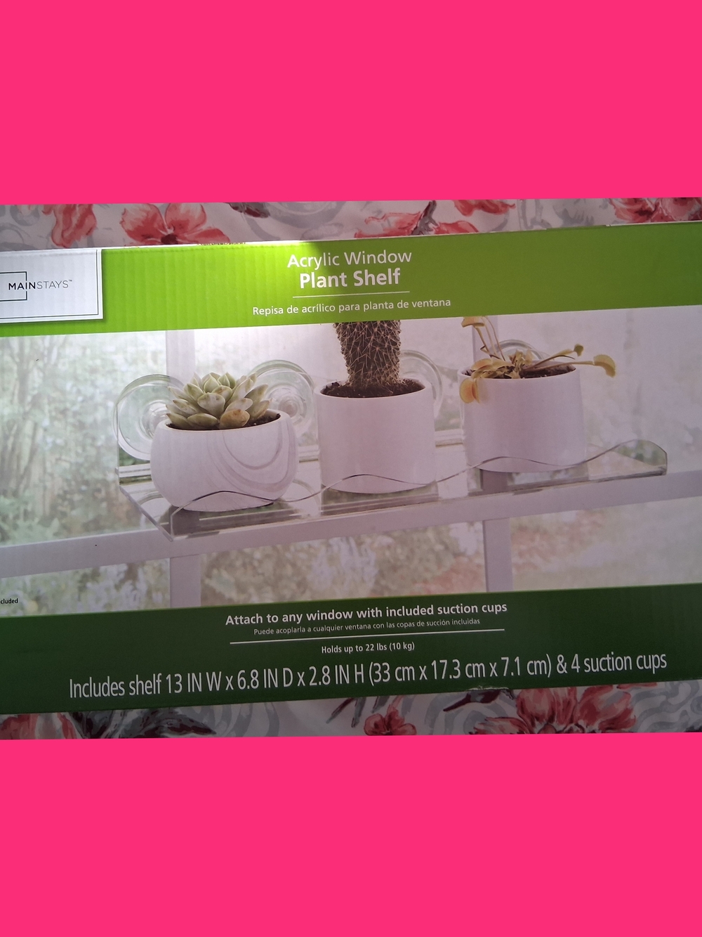 Mainstays Clear Acrylic Window Plant Shelf